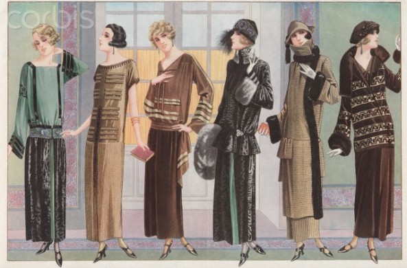 Women modeling 1920's French fashion